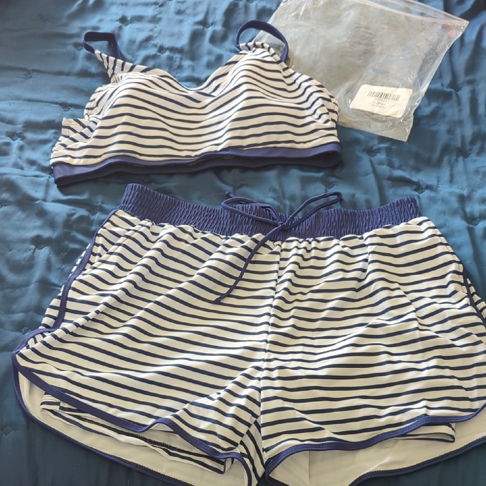 SeaFancy Nautical Striped Bikini Shorts Set XL